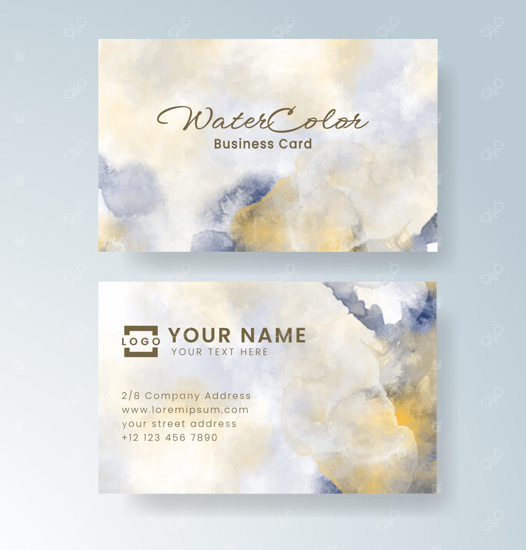 کارت ویزیت مدرن با طراحی آبرنگی هنری