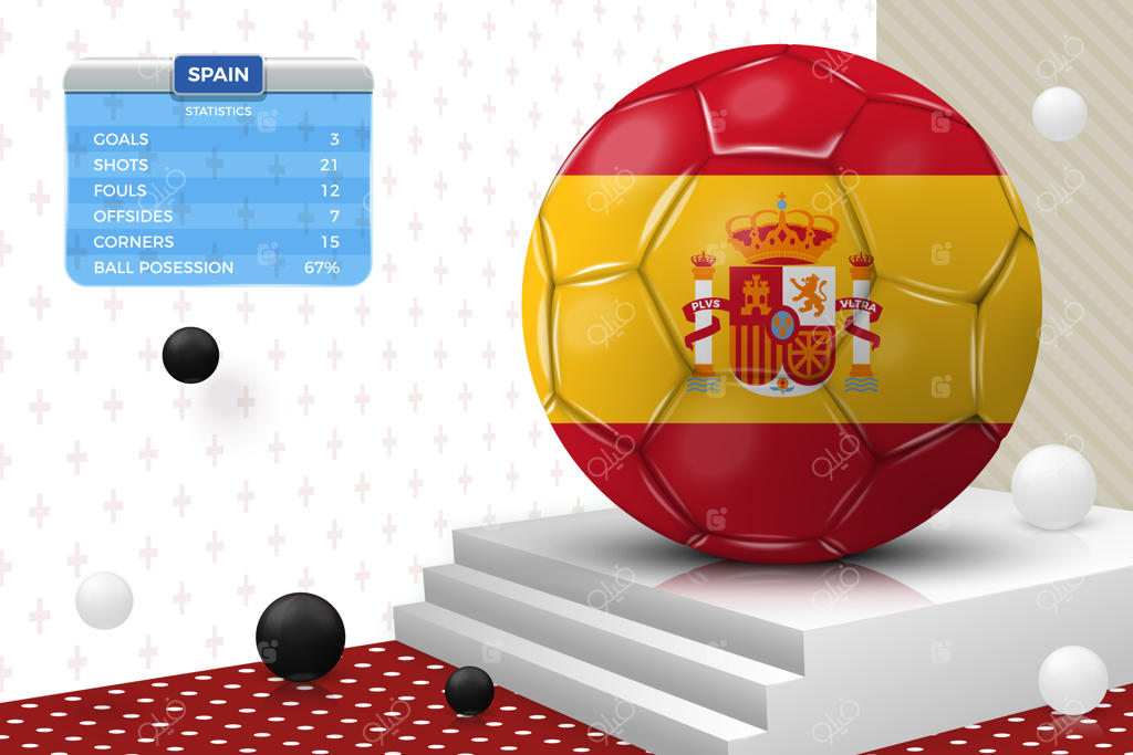 توپ فوتبال واقع‌گرایانه V3d با پرچم اسپانیا