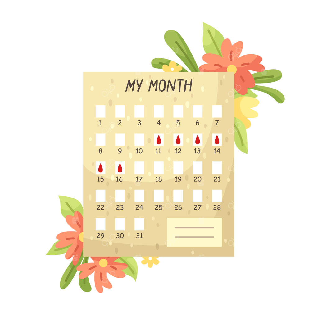 تقویم چرخه قاعدگی - تصویرسازی وکتوری تقویم بانوان