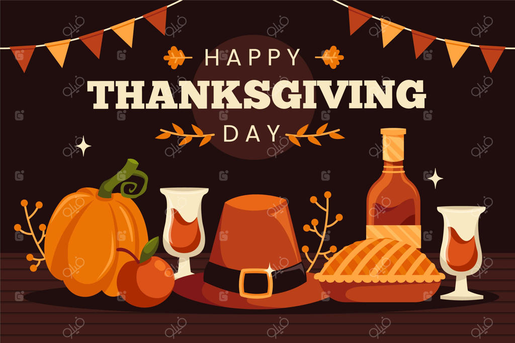 پس‌زمینه‌ روز شکرگزاری با طراحی فلت