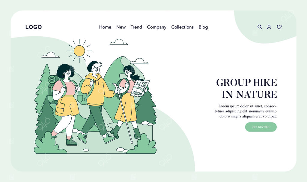 ماجراجویی کوهنوردی گروهی در طبیعت - تصویرسازی