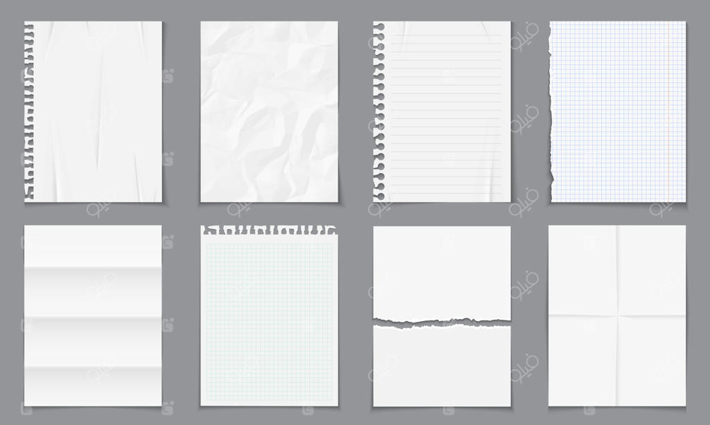 پترن واقعی یادداشت‌های کاغذی خالی با سایه‌های جدا شده