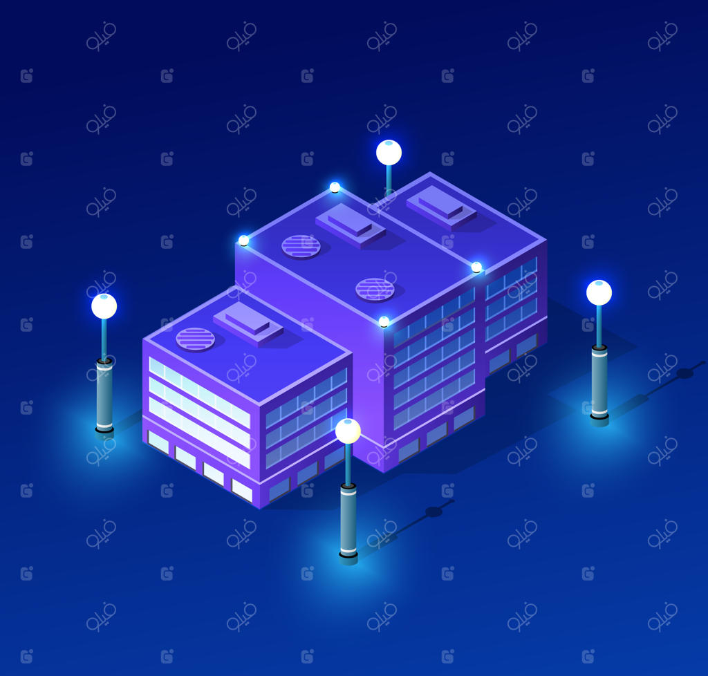 چشم‌انداز شبانه شهر با نور فرابنفش