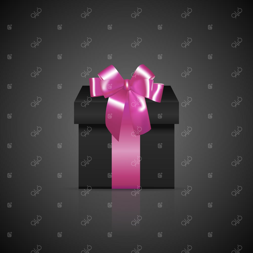 جعبه کادویی مشکی با روبان و پاپیون صورتی