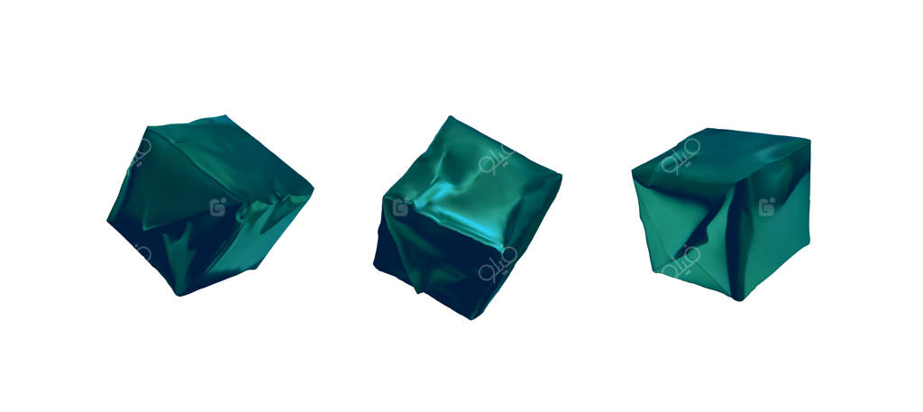 جعبه بسته‌بندی فیروزه‌ای در فویل. طراحی واقع‌گرایانه، جدا شده بر روی پس‌زمینه سفید، تصویر برداری وکتور