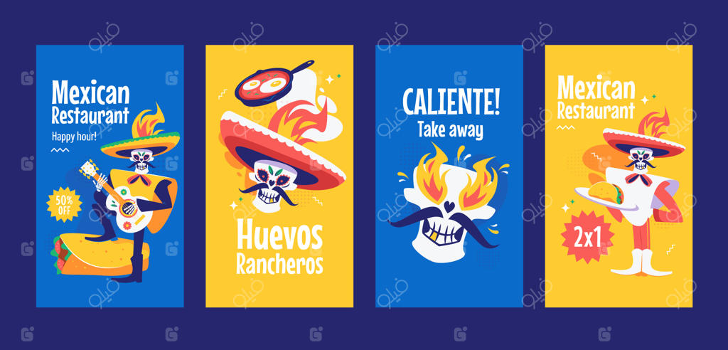مجموعه استوری‌های اینستاگرام برای رستوران مکزیکی مدرن