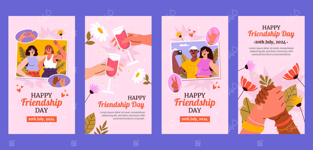 مجموعه استوری‌های اینستاگرام روز دوستی به سبک فلت