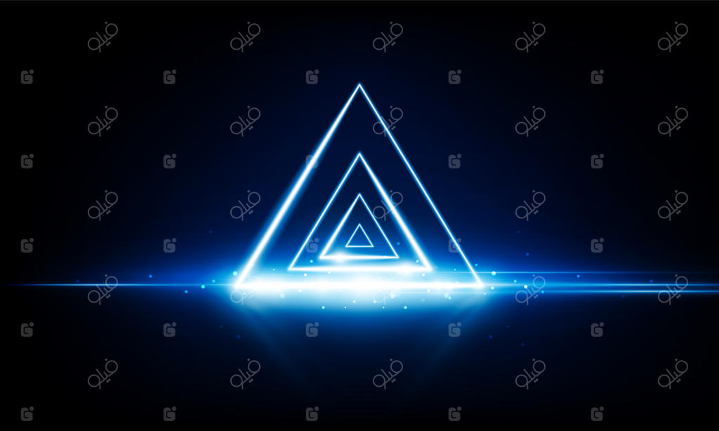 کلید انتزاعی باز شدن در، روشنایی خاموش، فناوری و مثلث‌های نئونی: طراحی پس‌زمینه نوآوری در ارتباطات پیشرفته