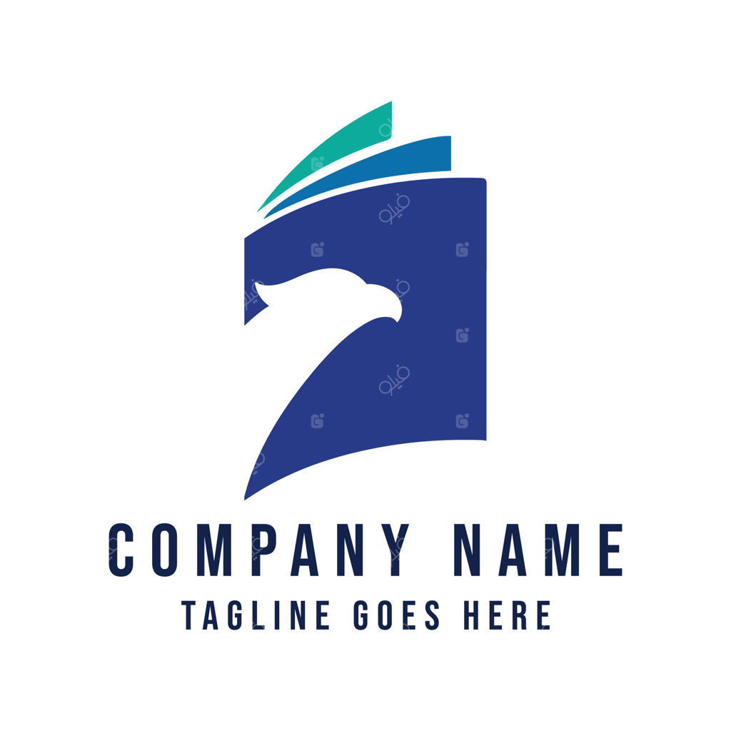 طراحی لوگوی ساده و مینیمالیستی کتاب آموزش با تصویر عقاب، شاهین، و باز