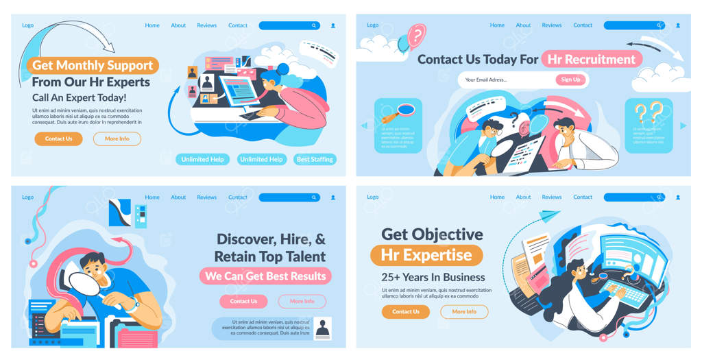 طراحی مجموعه بنر وب برای خدمات آژانس استخدامی