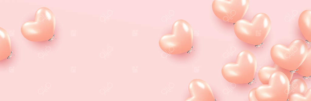 پس‌زمینه جشن با بادکنک‌های هلیومی به شکل قلب. جشن تولد، پوستر، بنر سالگرد شاد. عناصر طراحی دکوراتیو واقع‌گرایانه. شیء سه‌بعدی وکتور بالون، رنگ صورتی.