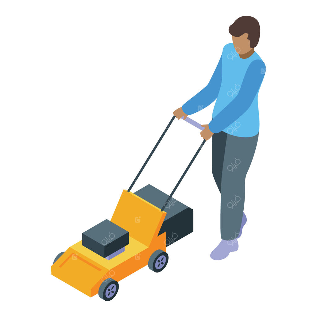 باغبان در حال چمن‌زنی برای خدمات باغبانی