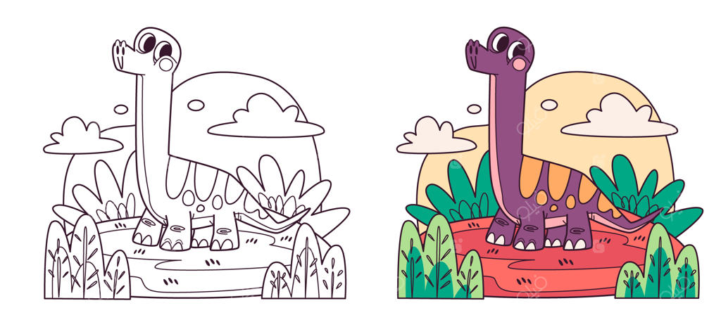 تصویرسازی کتاب رنگ‌آمیزی دایناسورها