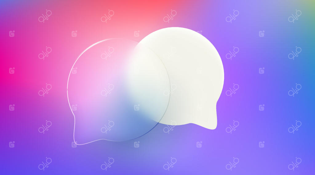 حباب‌های گفتگو؛ تصویرسازی وکتور با افکت شیشه‌ای