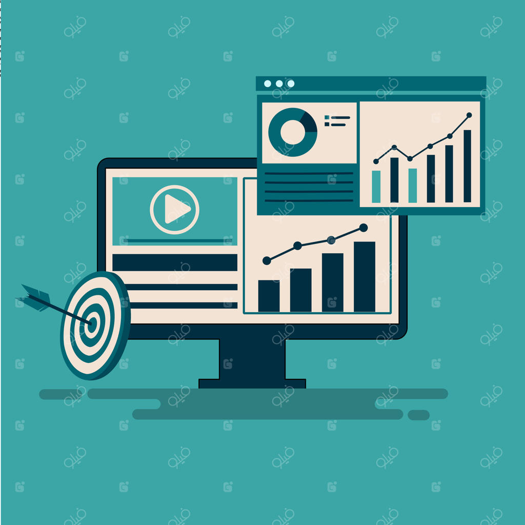 یک مانیتور کامپیوتر با هدف و تیرکمان‌ها