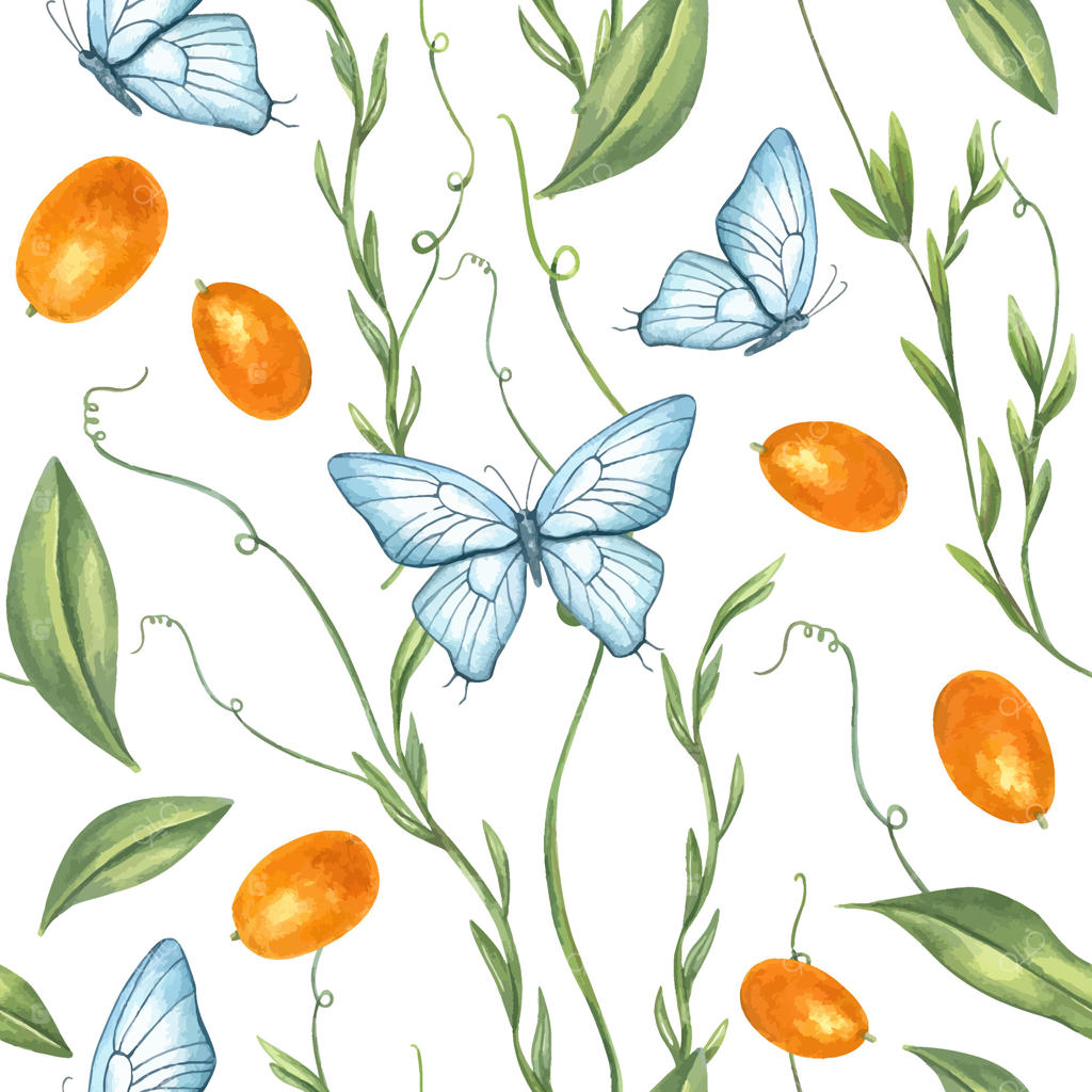 طرح شگفت‌انگیز پروانه و گیاه برای دکوراسیون حرفه‌ای وکتور