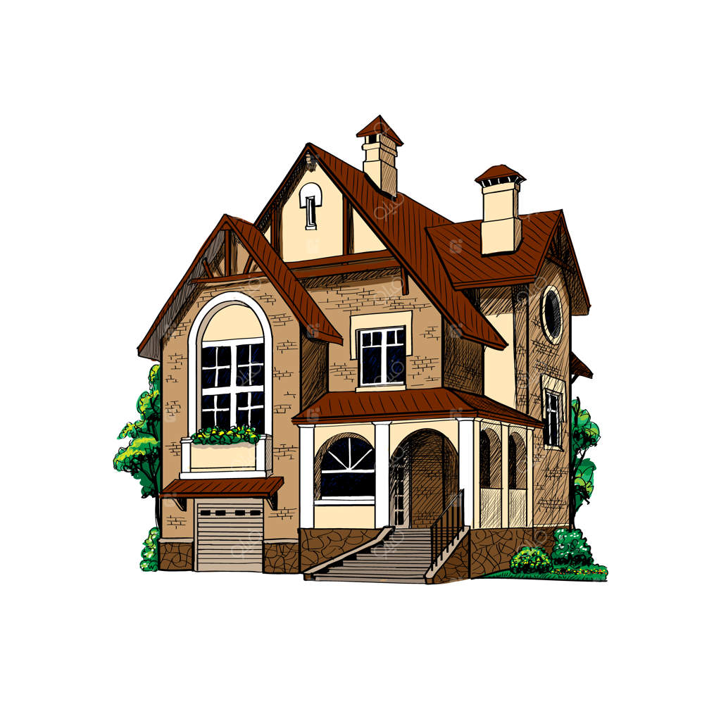 تصویر کلبه روستایی خصوصی بر روی پس‌زمینه سفید