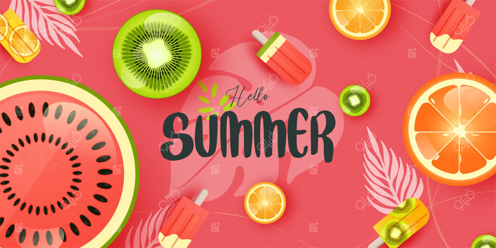 طرح بنرهای پس‌زمینه رنگارنگ تابستانی، کارت تبریک و هدر افقی برای وب‌سایت