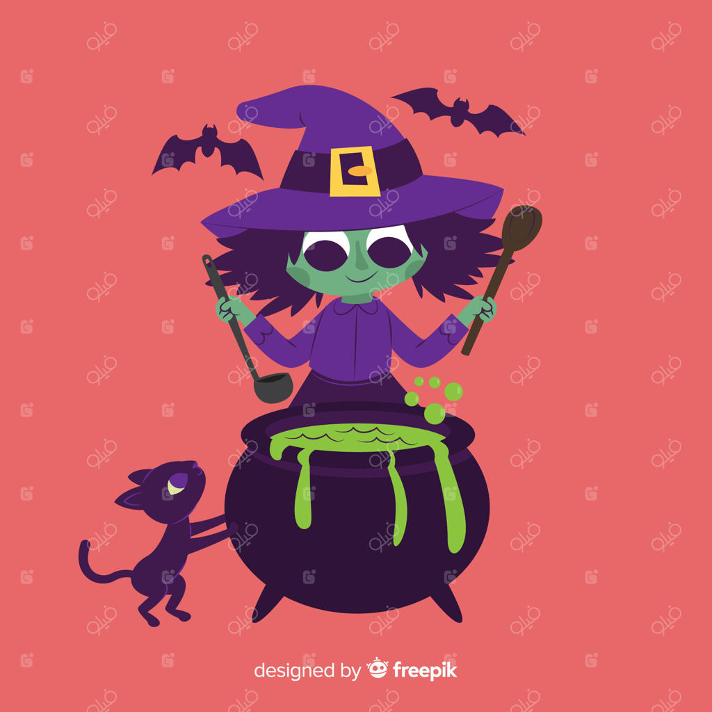 جادوگر کارتونی بامزه برای هالووین