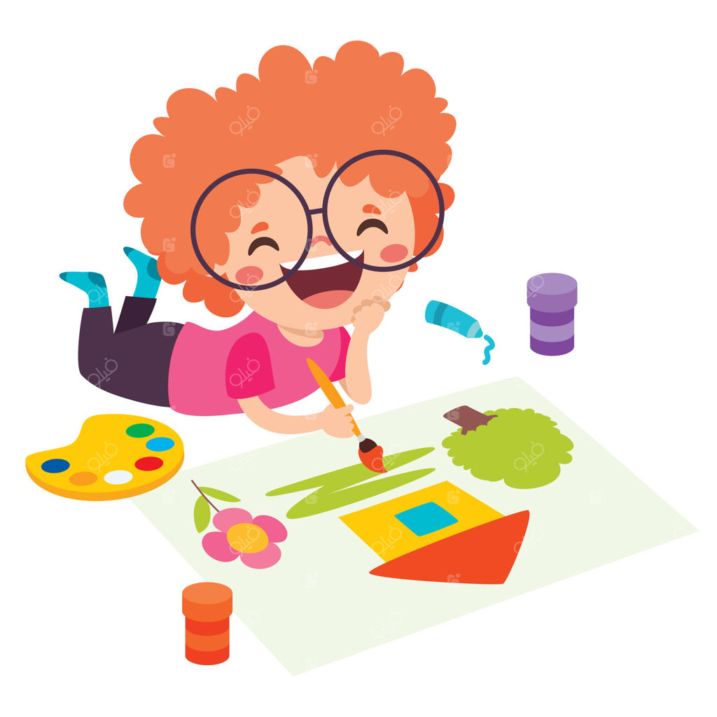 کودک در حال نقاشی روی زمین