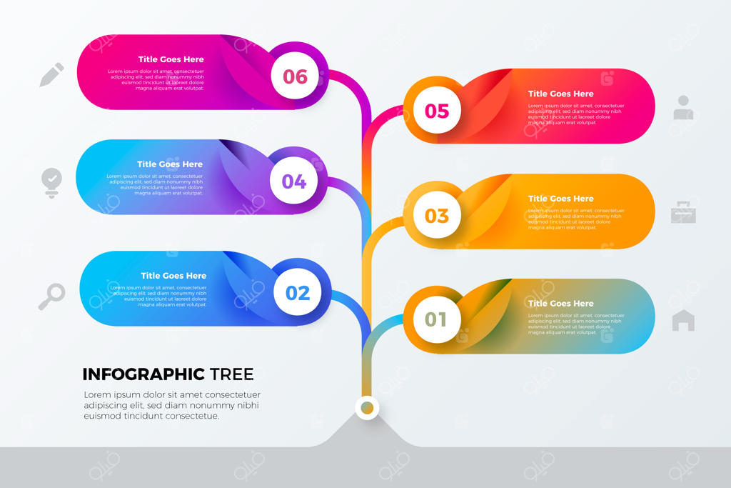 طراحی اینفوگرافیک درخت با گرادیان رنگی
