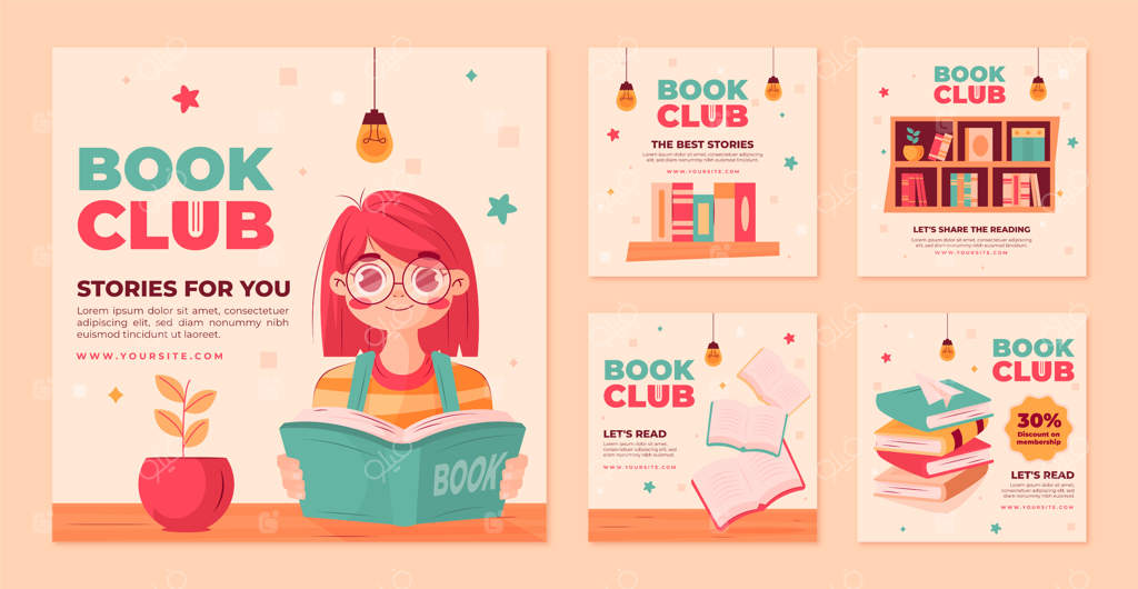 مجموعه پست‌های اینستاگرام برای باشگاه کتاب و ادبیات