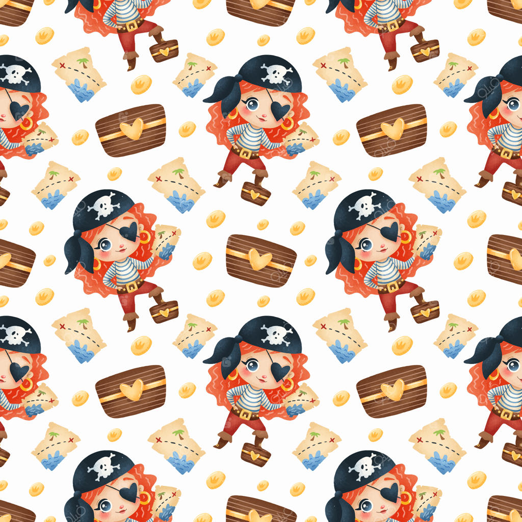 پترن یکپارچه دختران دزد دریایی کارتونی بامزه