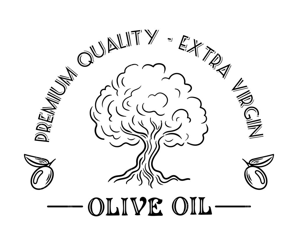 تصویرسازی لیبل روغن زیتون با طرح زیبای درخت؛ نمادی از طبیعت و جذابیت مدیترانه‌ای، ایده‌آل برای نمایش کیفیت ممتاز و اصالت