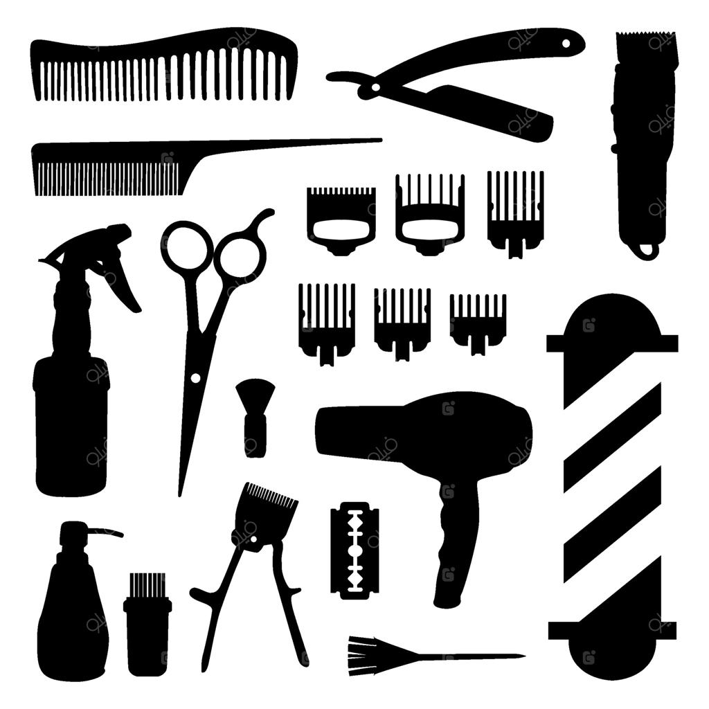 مجموعه سیلوئت ابزارهای آرایشگری