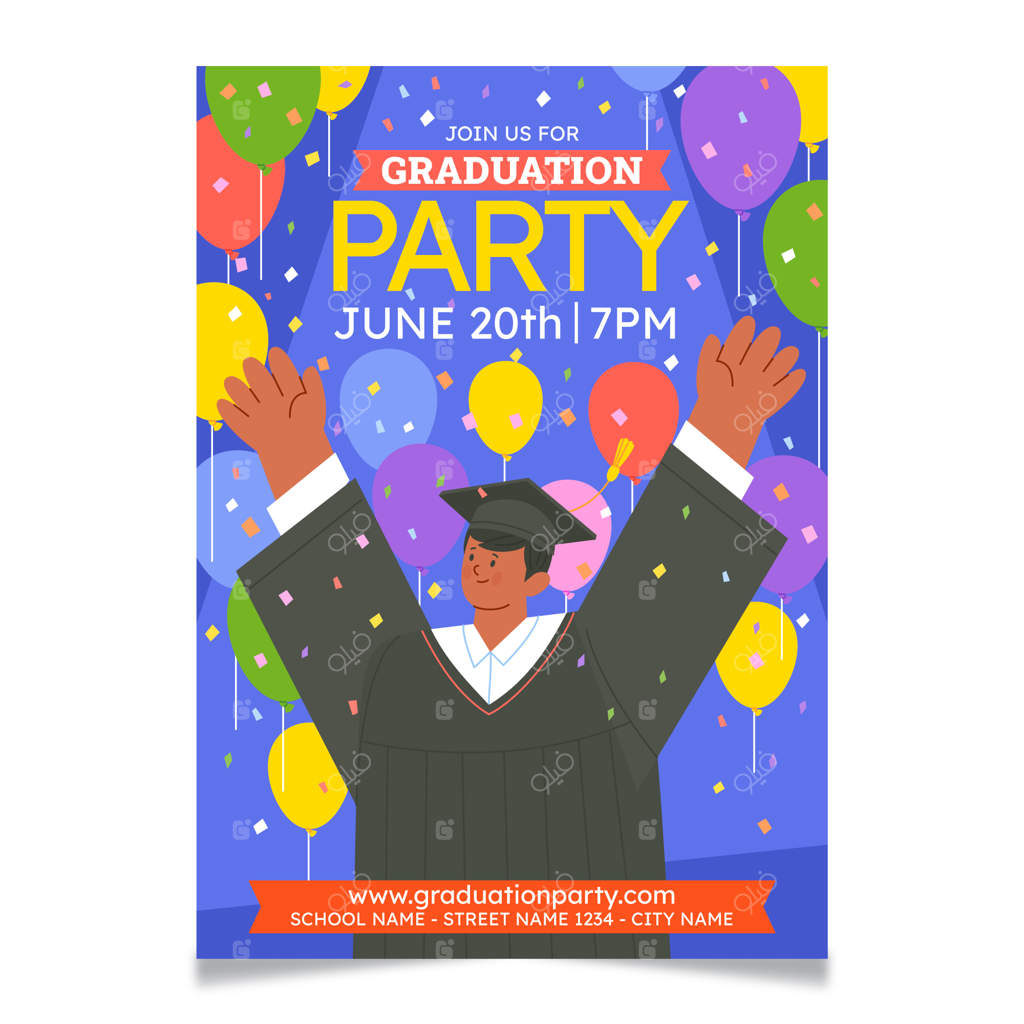 پترن دعوتنامه جشن فارغ‌التحصیلی طراحی شده با دست