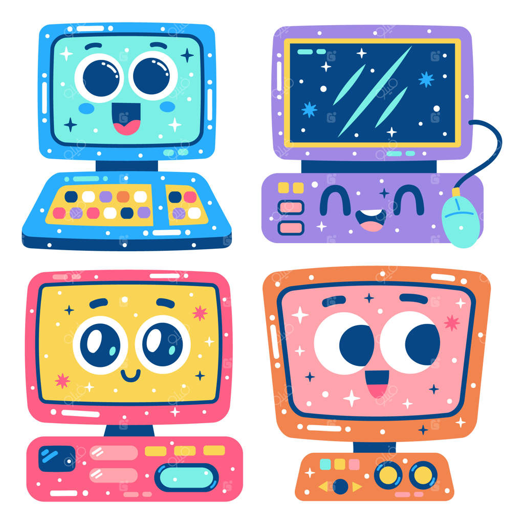 مجموعه برچسب‌های براق و نوستالژیک کامپیوتر