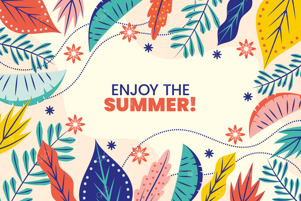 پس‌زمینه تابستانی و گرمسیری با طراحی دستی