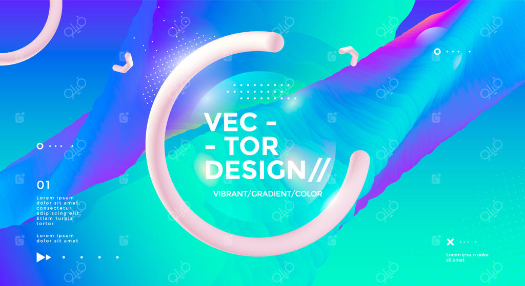 پوستر طراحی مدرن با شکل‌های سه‌بعدی و دایره - بنر وکتور با گرادیانت و تصویرسازی مد روز