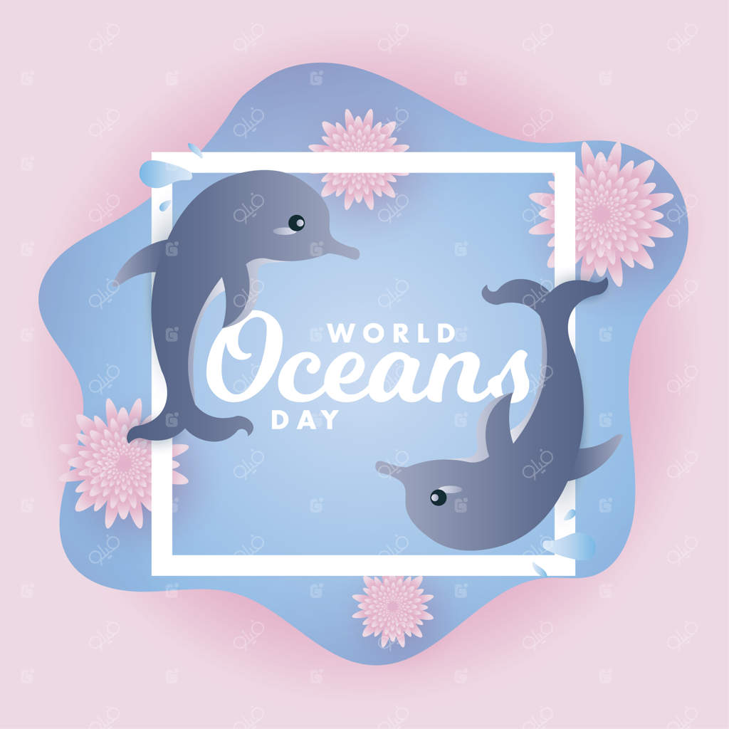 طراحی پوستر روز جهانی اقیانوس‌ها؛ پس‌زمینه وکتور و کارت تبریک