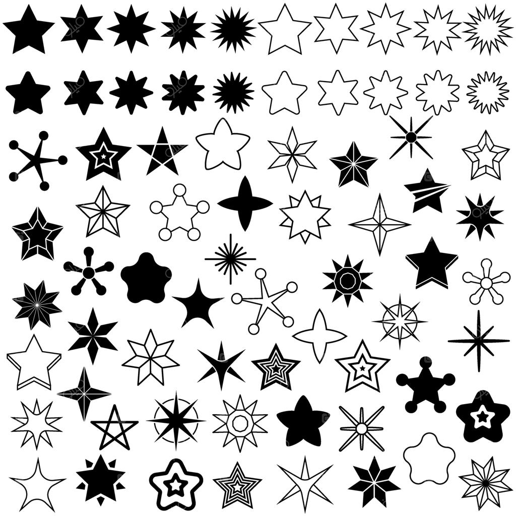 مجموعه آیکون ستاره: مجموعه علائم ستاره براق و درخشان. نمادهای درخشندگی و تابش.
