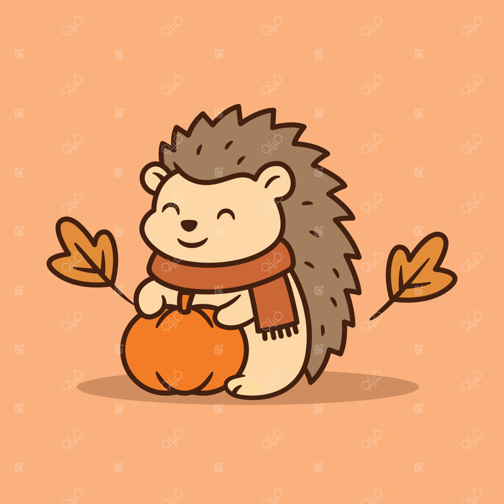 جوجه‌تیغی بامزه با کدو تنبل: وکتور حرفه‌ای