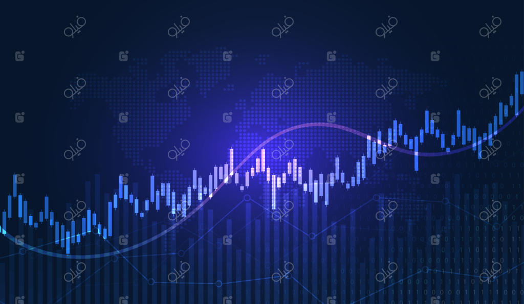 طرح گرافیکی نمودار معاملات بورس و سرمایه‌گذاری؛ مناسب برای مفاهیم مالی، روندهای اقتصادی و ایده‌های تجاری. طراحی وکتور