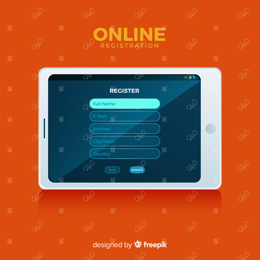 مفهوم ثبت‌نام آنلاین با طراحی تخت