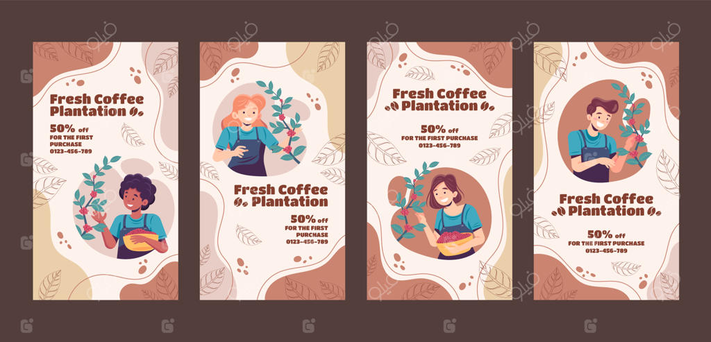 داستان‌های اینستاگرام: طراحی دستی از مزارع قهوه