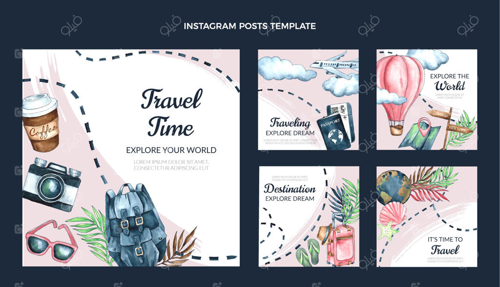 پست اینستاگرامی سفر با آبرنگ