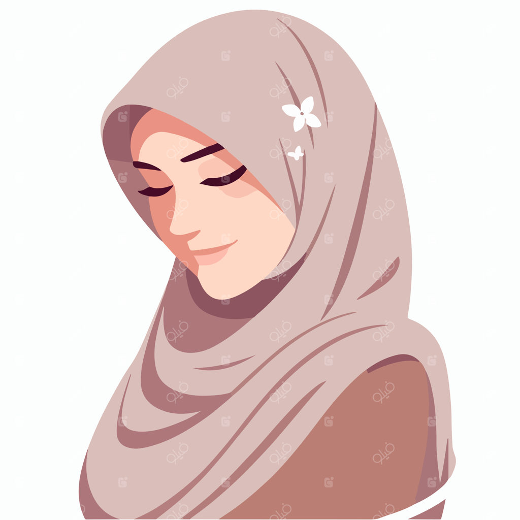 کاراکتر زن مسلمان شاد با سبک طراحی تخت و ساده
