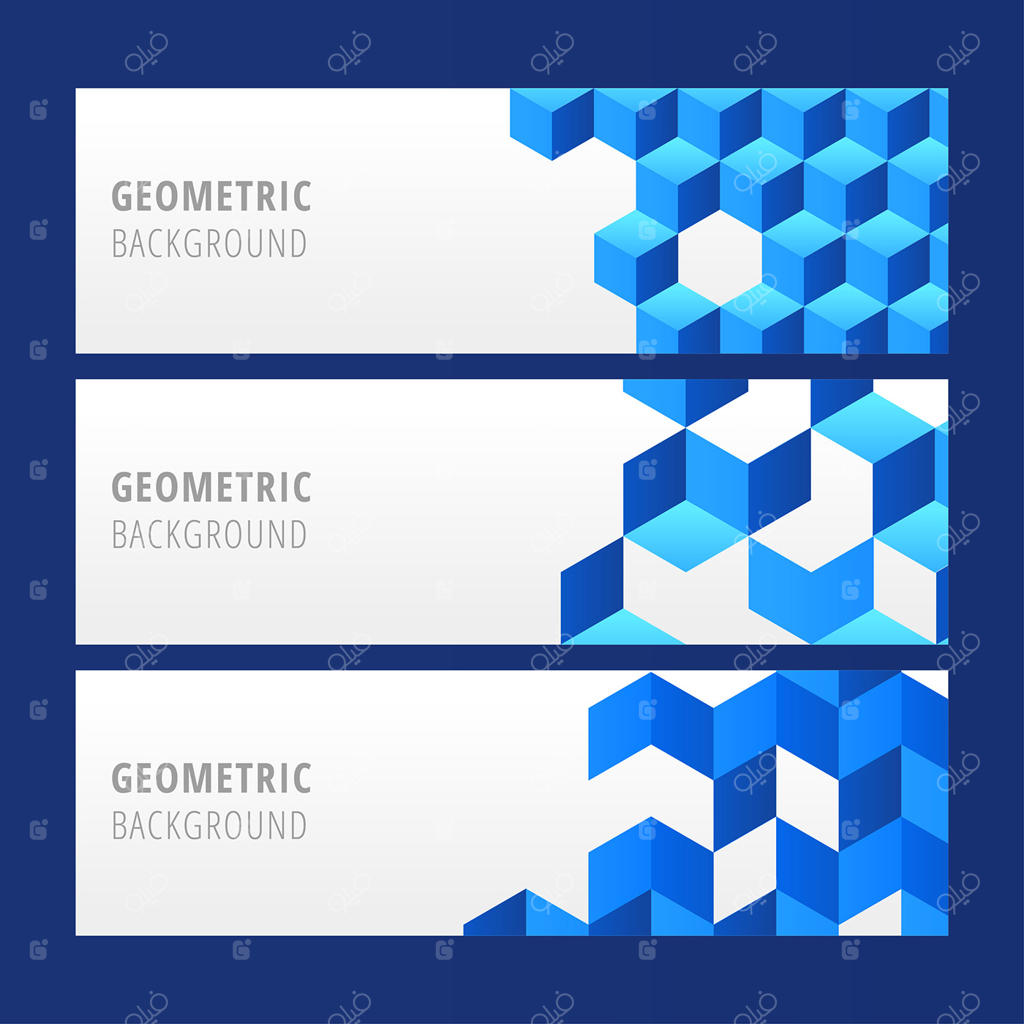 وکتور بنر هندسی آبی