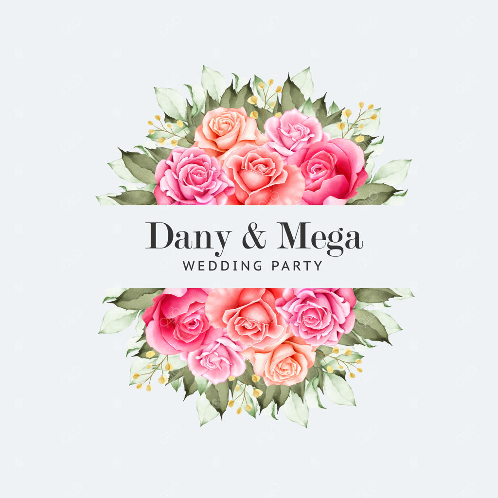 قاب گل‌دار زیبا با گل‌های آبرنگی