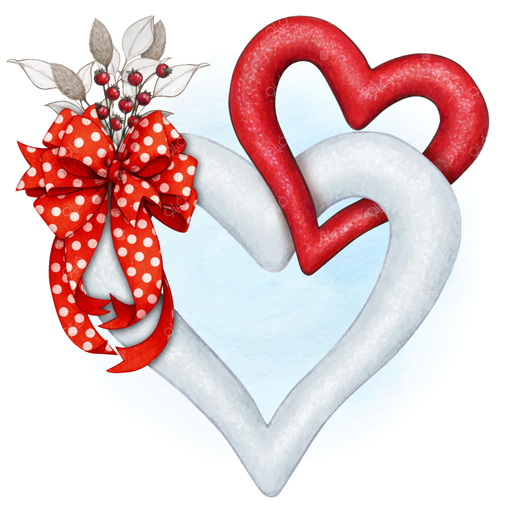 قلب‌های تزئینی آبرنگی به‌هم‌پیوسته با پاپیون