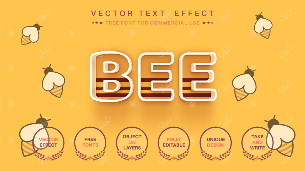 اثر متنی سه‌بعدی: ویرایش سبک فونت زنبور قابل تنظیم