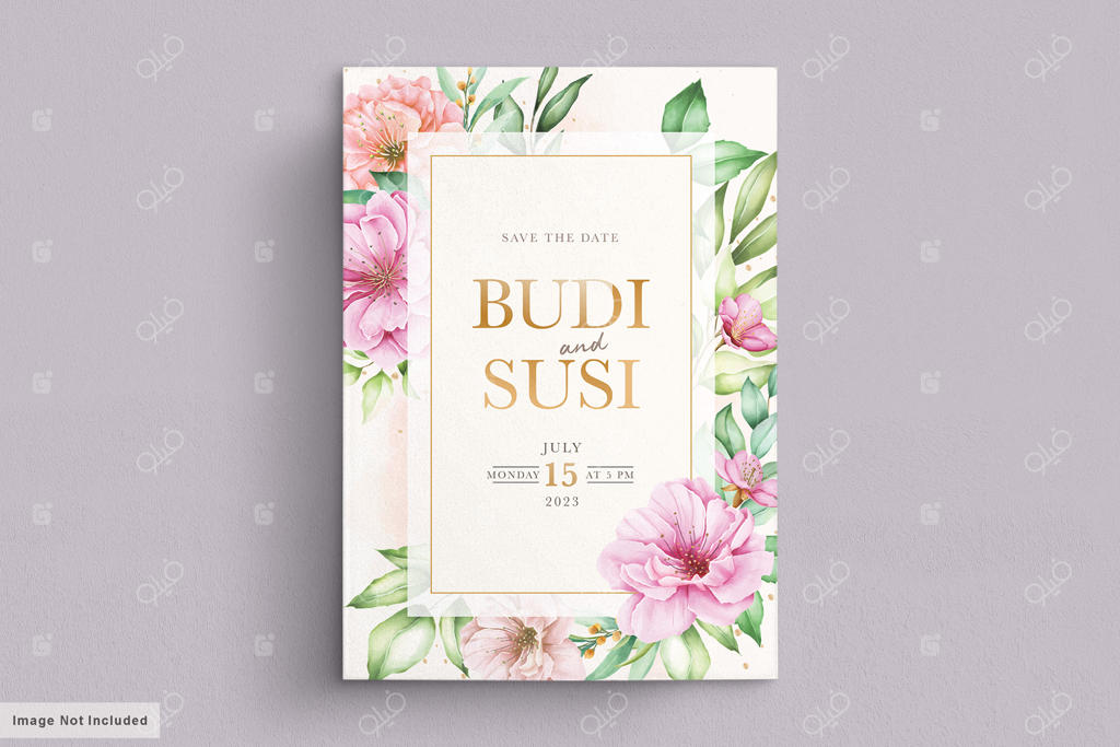 مجموعه کارت دعوت عروسی با طراحی شکوفه های گیلاس آبرنگی