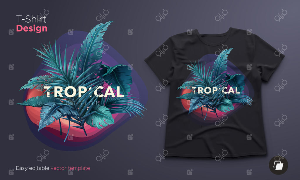 طرح گرمسیری و رنگارنگ برای طراحی تیشرت