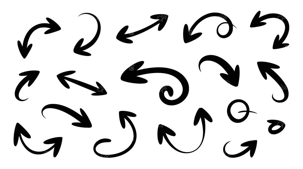 مجموعه فلش‌های دست‌کشیده سیاه دستی