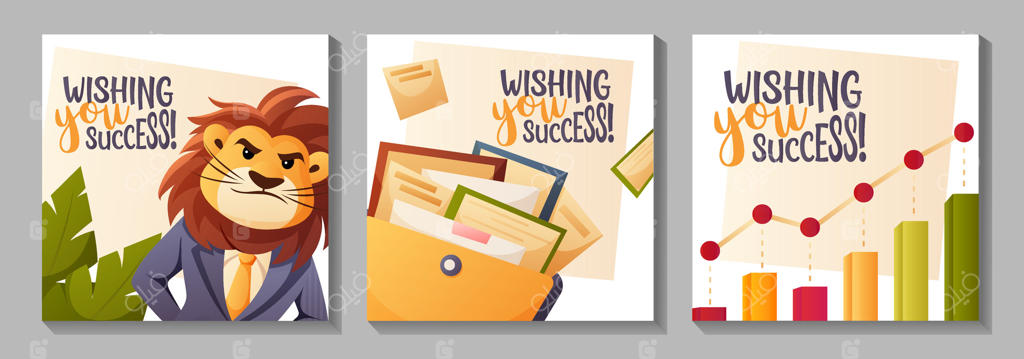 مجموعه کارت‌های تبریک تجاری با آرزوی موفقیت