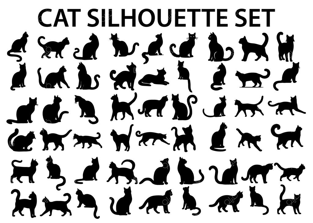 مجموعه وکتور سیلوئت و طرح‌های سیاه گربه